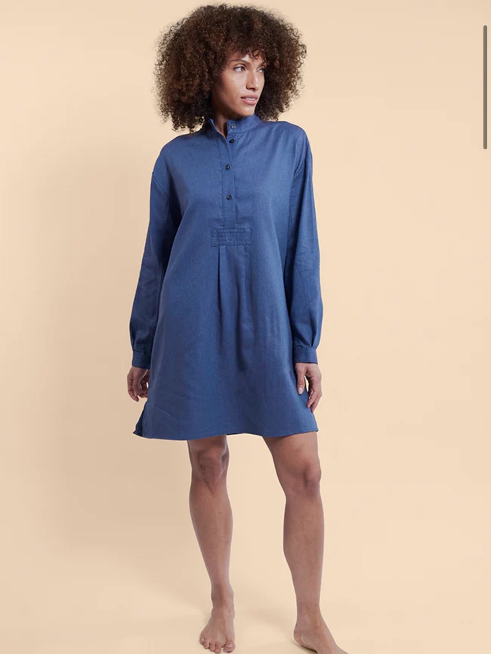 THE SLEEP SHIRT Brushed Cotton Oxford Blue Short Length One Size Made‎ in Canada
